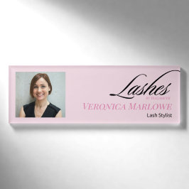 Blush Pink Black Schrift Foto Wimpern Business Namenschild