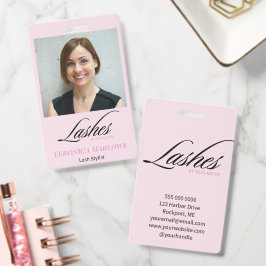 Blush Pink Black Schrift Foto Wimpern Geschäft Ausweis