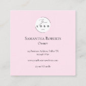 Blush Pink Black Script 3 Photo Logo Makeup Quadratische Visitenkarte (Rückseite)