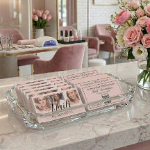 Blush Pink Black Script 3 Photo QR Code Nail Tech