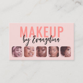 Blush Pink Black Script 5 Photo Makeup Artist Visitenkarte