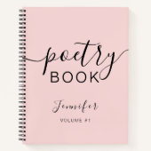 Blush Pink Black Script Ihr Name Gedichte Notizblock (Vorderseite)
