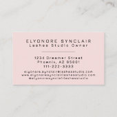 Blush Pink Black Script Lashes Visitenkarte (Rückseite)