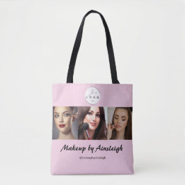 Blush Pink Black Script Logo 3 Photo Makeup Tasche