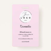 Blush Pink Black Script Logo Photo Makeup Badge Ausweis (Rückseite)
