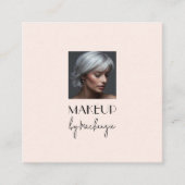 Blush Pink Black Script Logo Photo Makeup Quadratische Visitenkarte (Vorderseite)
