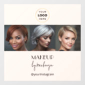 Blush Pink Black Script Logo Photo Makeup Studio Fensteraufkleber (Blatt)