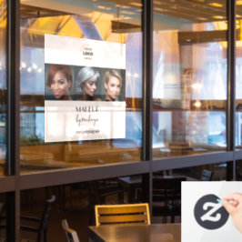 Blush Pink Black Script Logo Photo Makeup Studio Fensteraufkleber