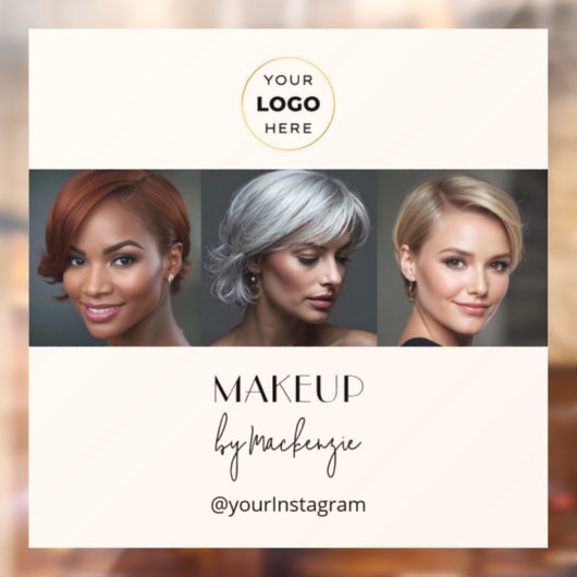 Blush Pink Black Script Logo Photo Makeup Studio Fensteraufkleber (Blatt 2)