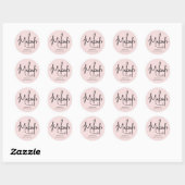 Blush Pink Black Script Makeup Runder Aufkleber (Blatt)