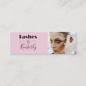 Blush Pink Black Script Photo Lash Studio Mini Visitenkarte (Vorderseite)