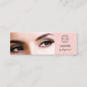 Blush Pink Black Script Photo Lashes Mini Visitenkarte (Vorderseite)