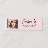Blush Pink Black Script Photo Lashes Mini Visitenkarte (Vorderseite)