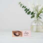 Blush Pink Black Script Photo Lashes Mini Visitenkarte (Stehend Vorderseite)