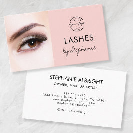 Blush Pink Black Script Photo Lashes Studio Visitenkarte