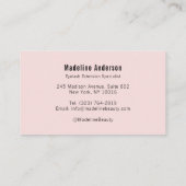 Blush Pink Black Script Photo Lashes Studio Visitenkarte (Rückseite)