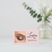 Blush Pink Black Script Photo Lashes Visitenkarte (Stehend Vorderseite)