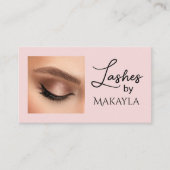 Blush Pink Black Script Photo Lashes Visitenkarte (Vorderseite)