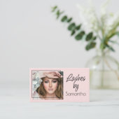 Blush Pink Black Script Photo Lashes Visitenkarte (Stehend Vorderseite)