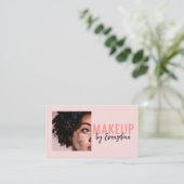 Blush Pink Black Script Photo Makeup Artist Visitenkarte (Stehend Vorderseite)