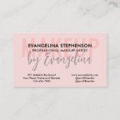 Blush Pink Black Script Photo Makeup Artist Visitenkarte (Rückseite)