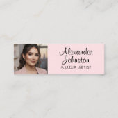 Blush Pink Black Script Photo Makeup Business Card Mini Visitenkarte (Vorderseite)