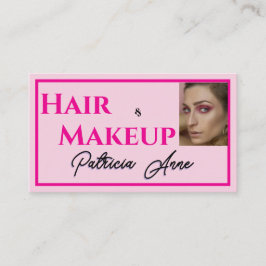 Blush Pink Black Script Photo Makeup Business Card Visitenkarte