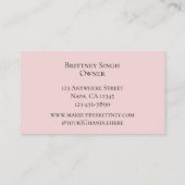Blush Pink Black Script Photo Makeup Business Card Visitenkarte (Rückseite)