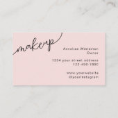 Blush Pink Black Script Photo Makeup Business Card Visitenkarte (Rückseite)