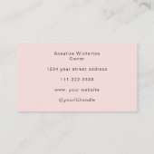 Blush Pink Black Script Photo Makeup Business Card Visitenkarte (Rückseite)