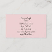 Blush Pink Black Script Photo Makeup Business Card Visitenkarte (Rückseite)