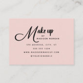 Blush Pink Black Script Photo Makeup Business Card Visitenkarte (Rückseite)