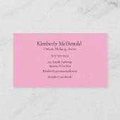 Blush Pink Black Script Photo Makeup Business Card Visitenkarte (Rückseite)