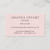 Blush Pink Black Script Photo Makeup Business Card Visitenkarte (Rückseite)