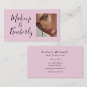 Blush Pink Black Script Photo Makeup Business Card Visitenkarte (Vorne/Hinten)