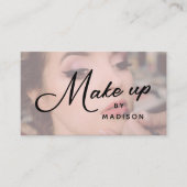 Blush Pink Black Script Photo Makeup Business Card Visitenkarte (Vorderseite)