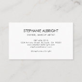 Blush Pink Black Script Photo Makeup Business Card Visitenkarte (Rückseite)