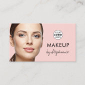 Blush Pink Black Script Photo Makeup Business Card Visitenkarte (Vorderseite)