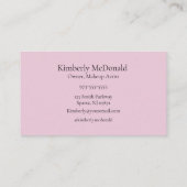 Blush Pink Black Script Photo Makeup Business Card Visitenkarte (Rückseite)