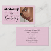 Blush Pink Black Script Photo Makeup Business Card Visitenkarte (Vorne/Hinten)