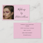 Blush Pink Black Script Photo Makeup Business Card Visitenkarte (Vorne/Hinten)