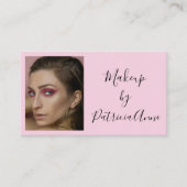 Blush Pink Black Script Photo Makeup Business Card Visitenkarte (Vorderseite)