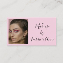 Blush Pink Black Script Photo Makeup Business Card Visitenkarte