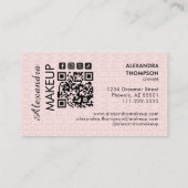 Blush Pink Black Script Photo Makeup Business Visitenkarte (Rückseite)