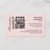 Blush Pink Black Script Photo Makeup  Business Visitenkarte (Rückseite)