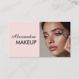 Blush Pink Black Script Photo Makeup  Business Visitenkarte