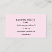 Blush Pink Black Script Photo Makeup Calling Card Telefonnummerkarte (Rückseite)