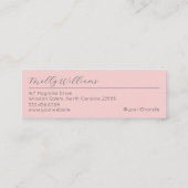 Blush Pink Black Script Photo Makeup Mini Business Visitenkarte (Rückseite)