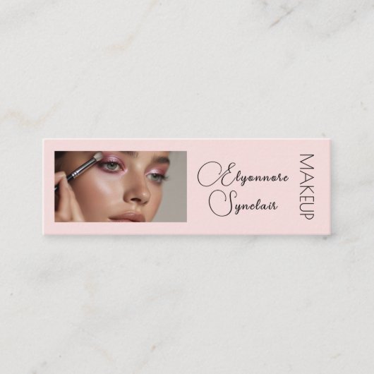 Blush Pink Black Script Photo Makeup Mini  Mini Visitenkarte (Vorderseite)