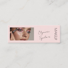 Blush Pink Black Script Photo Makeup Mini  Mini Visitenkarte